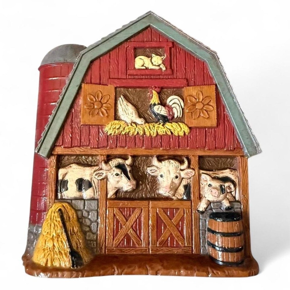 Vintage Barn Country Farm Animals Cow Resin Wall Plaque VTG 1997 Home Interiors